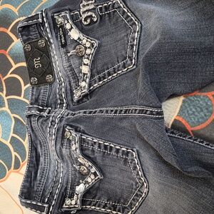 Miss Me Crystal Pocket Washed Black Easy Boot Jeans